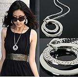 Hemlock Long Sweater Chain Necklace, Women Crystal Butterfly Necklaces Jewelry Sweater Chain Necklaces (Silver)