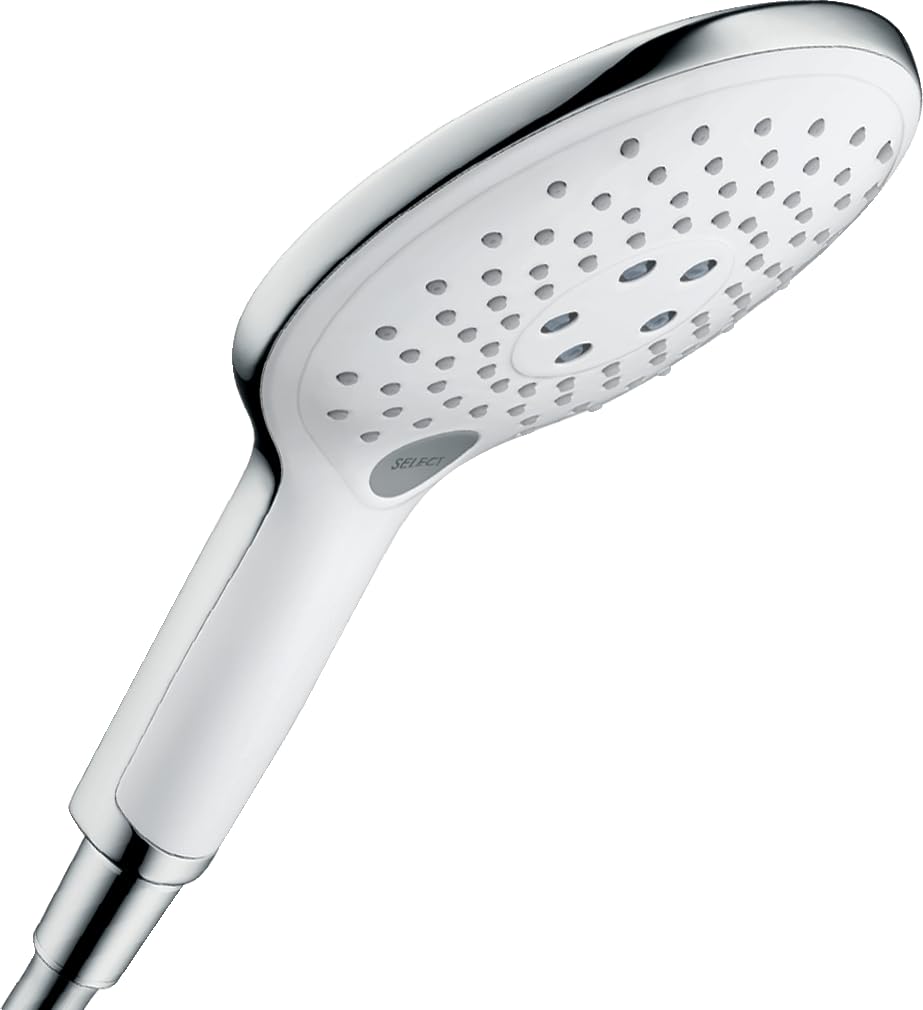 hansgrohe Raindance Select S 150 water saving Hand Shower, 3 spray modes, 9 l/min, white/chrome