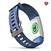 moreFit Fitness Tracker, Slim HR Plus Heart Rate Smart Bracelet Pedometer Wearable Waterproof Activity Tracker Watch, Silver/Blue