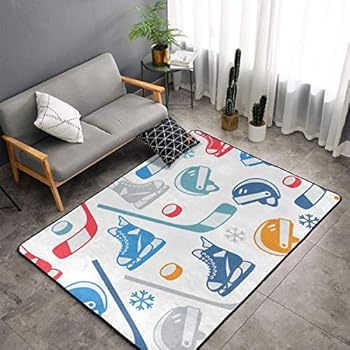 Bedroom Livingroom Sitting-Room Extra Large Area Rugs Home Art - Hockey Elements Creative Patterned Floor Mat Doormats Quick Dry Toilet Bath Rug Exercise Mat Throw Rugs Carpet