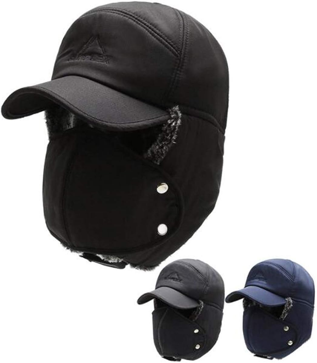 Winter Trapper Hats for Men Warm Thermal Fur Bomber Hats Insulated