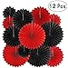 Viva Las Vegas Casino Party Hanging Paper Fans - 12pc Decorations for Game Night, Wedding, Bridal Shower, Carnival, Photo Booth Backdrops