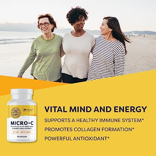 VIMERGY Micro-C Capsules – Vitamin C Supplement with Rose Hips - Helps with Immune Function, Source of Antioxidants – Vegan, Non-GMO, 500mg - 90 Capsules