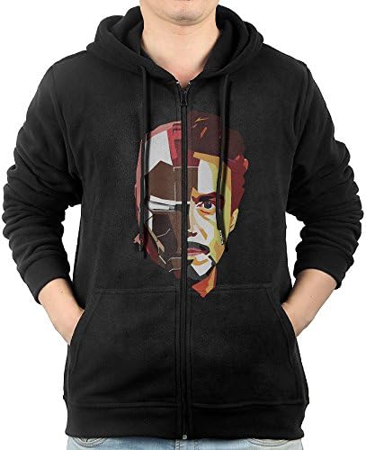 ADKKSI Casual Mens Tony Stark Iron Man Full-Zip Sweatshirt Hoodie Jacket X-Large