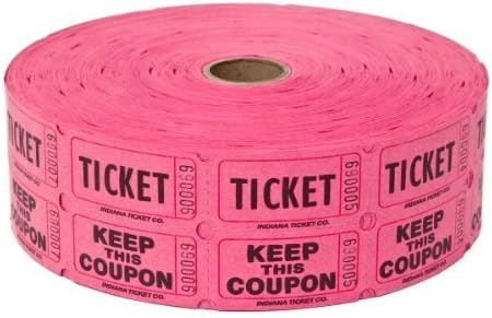 Two (2) Rolls of Two-part Hot Pink Double Roll Raffle Tickets Totaling 4,000 Tickets