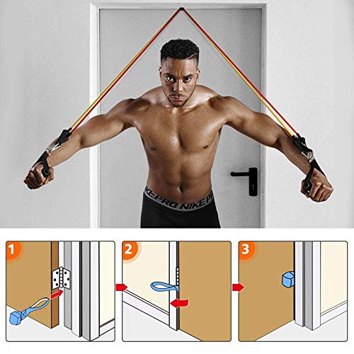 Yarrashop Resistance Bands Set, 12pcs Pull Up Exercise Bands Set Men/Women Home Gym Stretch Training Workout Bands with Handle & Door Anchor & Ankle Straps for Fitness,Yoga, Pilates (100BLS)