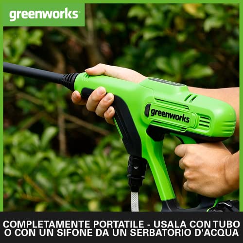 G24PW Idropulitrice a Batteria - 24 Bar, 180 L/ora, 300W con Bottiglia di Detersivo e Tubo da 6m con Sifone, SENZA Batteria 24V e Caricabatterie, Garanzia 3 Anni