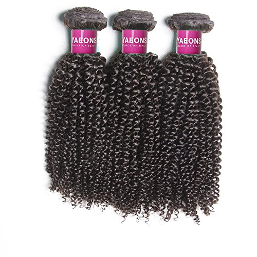 YAEONS Hair Peruvian Hair 3 Bundles Kinky Curly Grade 7A Unprocessed Virgin Human Hair Weave Extensions(20" 22" 24")