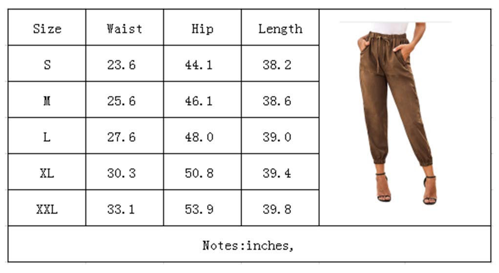 NEWFANGLE Women\'s Linen Casual Pants Drawstring Elastic Waist with Pockets Solid Comfy Loose Fit Trousers,Black,S