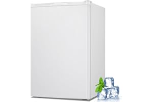 LHRIVER 3.0 Cu.ft Small Upright Freezer, Compact Mini Freezer with Removable Shelves, Adjustable Thermostat, Reversible Door Hinge, Quiet for Home/Office/Kitchen/Dorm, White
