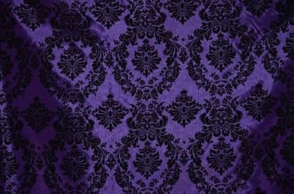 Amazon Com Damask Taffeta Velvet Flocked Purple Dress Home Decor