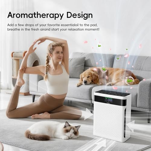 Air Purifier for Home with Pets, H13 HEPA & Washable Filter, Helps Capture Pet Hair, Dander, Dust & Odors, PM2.5 Sensor Smart Auto Mode, Quiet Air Cleaner for Bedroom Living Room
