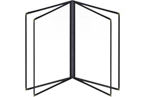 iayokocc A4 Size Menu Covers,Transparent Restaurant Menu Covers,Menu Holder with Leatherette Trim and Metal Corners,Fits for Restaurant Menu School Project Daily Paper Chores