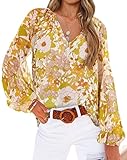 BTFBM Women Casual Boho Floral Blouse Shirts V Neck