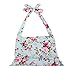 China Rose 50's Floral Ruffles Rompers Backless Dress Bathing Suit Swimwear (12-24 Months,Light Blue)