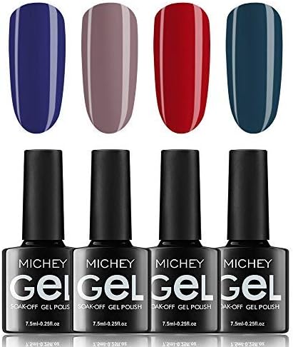 Soak Off Nail Gel Polish Kit, MIYOUNE 4 colors Gel Nail Polish Green Red UV LED Gel Manicure Nail Set