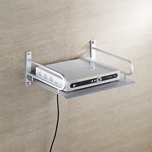 Aimyoo Alumimum Alloy Wall Mount Shelf Bracket / Holder / Stand for TV Box, Apple TV, Roku 3/ 2, WiFi Router, Set Top Box, Mini PC, TV accessories (Silver Large) - Thumbnail 2