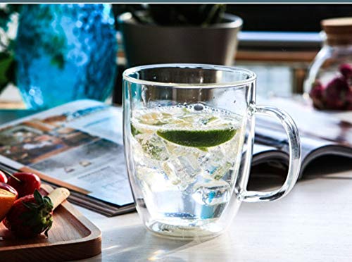Glass Tea mug, Double Wall Glass Coffee Cups with Bamboo Lid, Tea Cups, Latte Cups, Glass Coffee Mug, Beer Glasses, Latte Mug, Clear Mugs, Glass Cappuccino Cups (400ML/13.5OZ) - Thumbnail 4