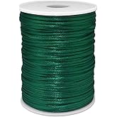 ZhXu Shuo 2mm x 100 Yards Premium Quality Satin Nylon Trim Cord Thread Beading String for Macrame Bracelets Chinese Knotting, Necklaces, Jewelry Making (Dark Green)