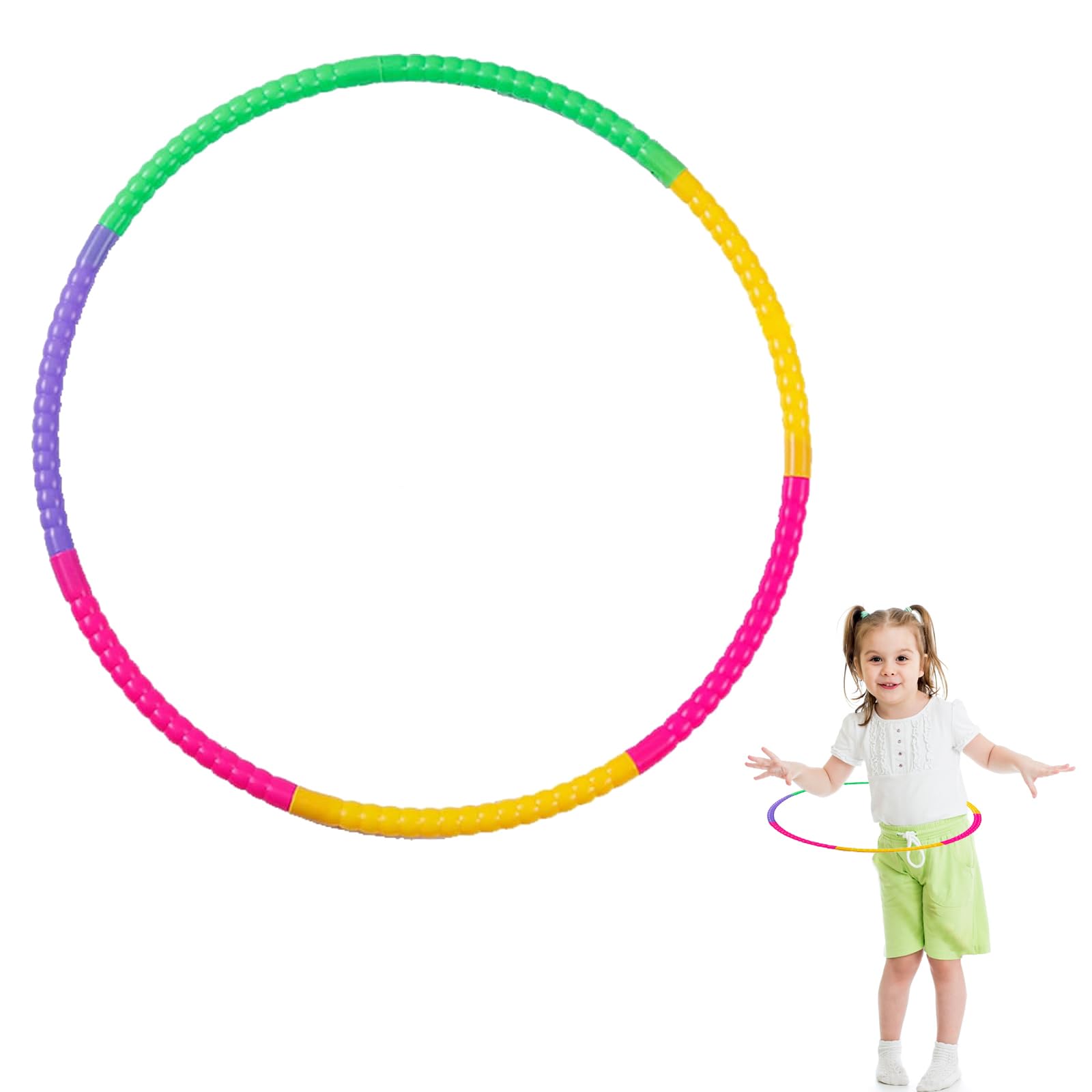 Adjustable Collapsible Kids Dance & Gymnastics Hula Hoop - Detachable & Portable for Kids' Fitness & Fun