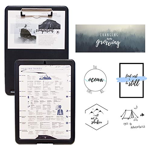 Healing Hands Nursing Clipboard with Storage (Black Ice)