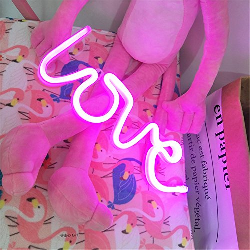 image for LEDES Neon Light, LED Love Sign Shaped Decor Light, USB or Battery Pow