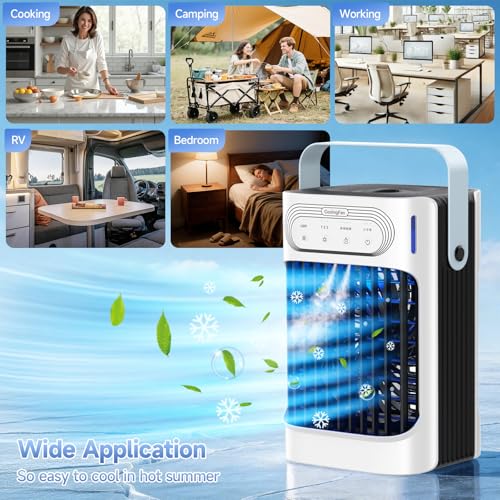 XTTANK 800ml Mobile Air Conditioner, 4 in 1 120° Oscillation Air Cooler, Portable Air Cooler with 7 Colors Night Light, 3 Speed, 2-8H Timer, Mini Air Conditioner for Home/Office