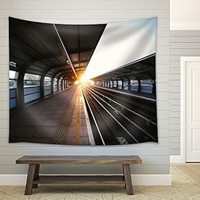 Transportation System at Sunset - Fabric Wall Tapestry Home Decor - 51x60 inches