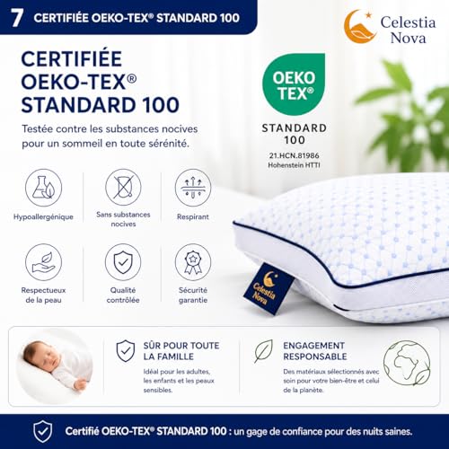 Celestia Nova Ergonomic Cervical Memory Foam Pillow – Adjustable Orthopaedic Pillow for Neck Pain and Neck Support – Double Sided Cool – Washable Cover – 60 x 50 cm