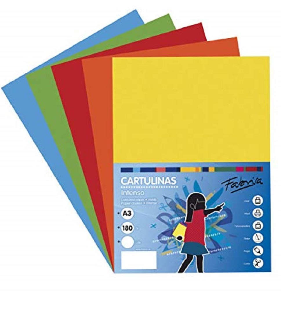 OFITURIA Pack of 50 Cardstock Intense Colours A3 Size 180 g, Strong
