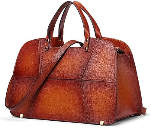 Coolcy Vintage Genuine Leather Handbags for Women Simple Tote Purses Bag