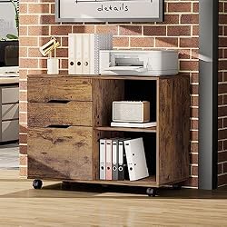 OLIXIS 3 Drawer Wood File Cabinet Small Mobile