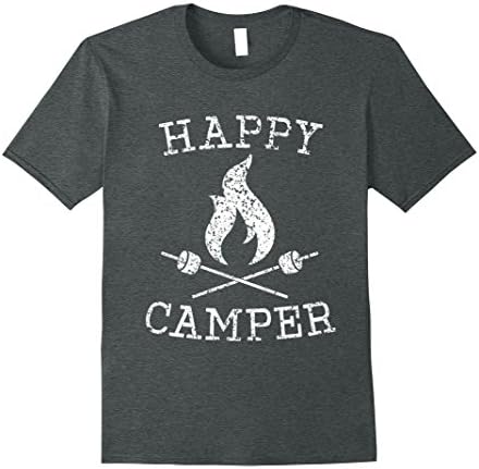 Mens Happy Camper - Camping Gift Idea with Campfire and S'mores XL Dark Heather