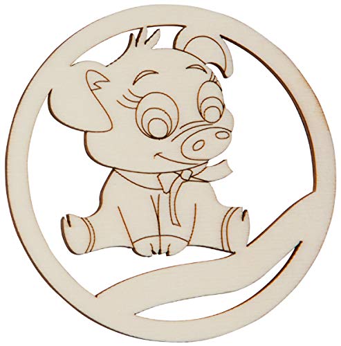 Hofmeister Holzwaren wooden cutouts (Pig, round framed)