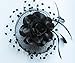 Fascinators Hats for Womens 50s Headwear with Veil Flower Cocktail Wedding Tea Party Church Derby Hat(1A-Black)