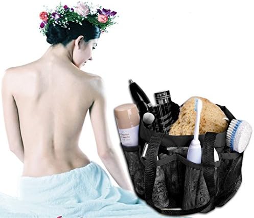 Shower Caddy Portable with 8 Mesh Storage Pockets Black by PHILOHOME