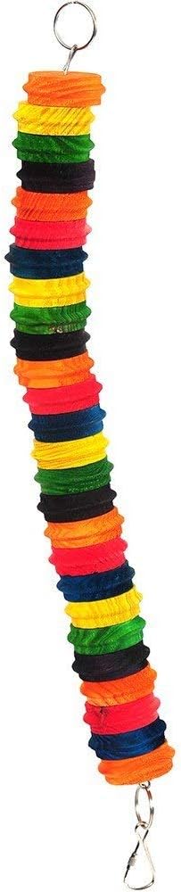 HAPPYPET Colourful Wooden Discs Bird Toy Durable Chewable Natural Safe Interactive Non Toxic Hanging Cage Accessories for Parrots Budgies Cockatiels