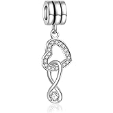 SBI Jewelry Sparkling Infinity Heart Charm Compatible with Pandora Bracelets Charms for Women