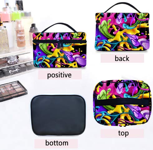 Poker Tournament Decorations Makeup Bags Water-resistant Artistic Display Spread Chips with Poker Cards Lifestyle DecorativePortable Washing Bag,9.8x7.1x5.9inch,Black White Red