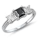 Oxford Diamond Co Princess Cut Black Onyx & Cubic Zirconia .925 Sterling Silver Ring Size 8