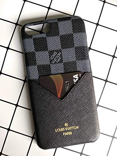 Phone case for iPhone 8 Plus Case, iPhone7 Plus Case, Classic Style Leather Designer Edge Protective with Card Slot Cover Case for iPhone7 Plus, iPhone8 Plus (Lattice Blue)