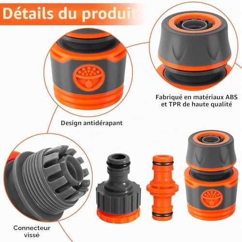 XSHAO 14 Pcs Garden Hose Connector 13 mm (1/2 Inch) Garden Hose Connector with Double Outlet Garden Hose and Tap Connector 2 in 1 for Family Garden