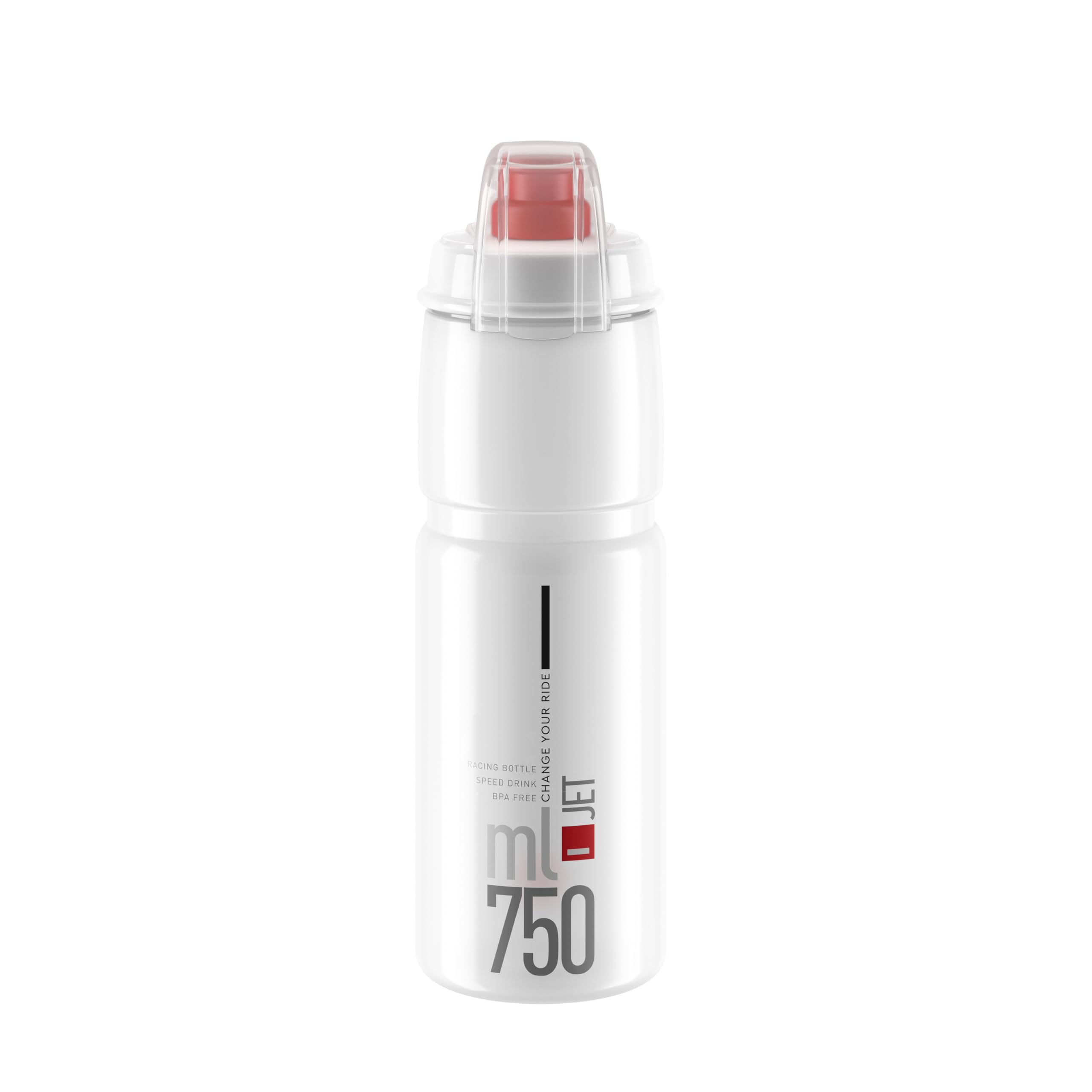 ELITE Jet Plus Water Bottle Clear Red Logo – Large Capacity Cycling Bottle with Easy Squeeze Design – Lightweight & BPA-Free – 750ml – For Road Bike, MTB & Gravel Cycling
