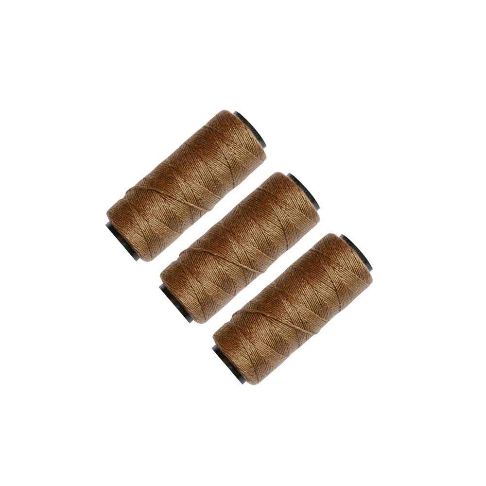 3 Rolls Sewing Thread for Hair Weave Bundles, Hair Extensions, Sewing Hair Weft, Making Wig DIY Weaving Thread (Khaki)