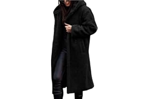 VECVOC Womens Teddy Sherpa Long Hooded Coat Jacket Oversized Warm Button Fuzzy Fleece Winter Cardigan with Pockets