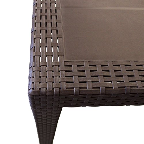 Multistore 2002 Robuster Gartentisch Rattan-Optik Kunststoff Campingtisch Beistelltisch Mokka - 79x79cm – Bild 4