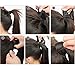 Rhyme 16” Black Ponytail Clip in Hair Extensions Natural Long Curly Wavy Wrap Around Wig Drawstring Tie Up Hair piece For Women