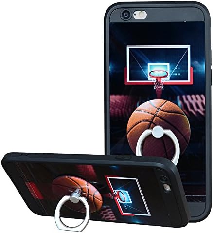 iPhone 6 Plus Cases, iPhone 6s Plus Cases with Pop up Kickstand and Grip Cases Fashion Protective Covers Soft Bumper Silicone Shockproof Anti-Scratch Cover Cases for iPhone 6s Plus 5.5 Inch Basketball
