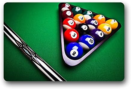 DENSY Custom Machine Washable People Plsaying Pool Table Machine Washable Door Outdoor Mats Doormat Bathroom Kitchen Decor Area Rug/Floor Mat 18 x 30 Inch
