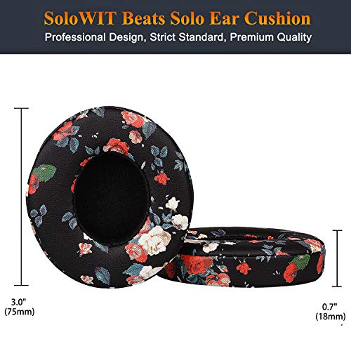 Professional Beats Solo Earpads Cushions Replacement by SoloWIT - Compatible with Beats Solo2 & Solo3 Wireless On-Ear Headphones with Soft Protein Leather/Strong Adhesive Tape - Thumbnail 2